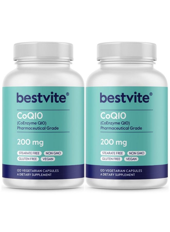 BESTVITE BESTVITE CoQ10 200mg (240 Vegetarian Capsules) (120 x 2) Naturally Fermented - No Stearates - Vegan - Gluten Free - Non GMO  - Image 1