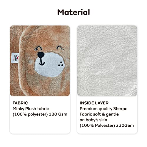 Mylo Baby Ultra-Soft Cute Baby Pack of 1 | Swaddling Wrapper | All Season Ac Blanket -Multipurpose | Hoodie Teddy Bear|0-6 Months (Light Brown) - Image 4