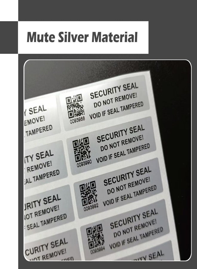 ILMBVM 200 قطعة من ملصقات رمز الاستجابة السريعة (QR) الخاصة بإلغاء الضمان الأمني مع رقم تسلسلي، ملصق مانع للعبث وملصق إغلاق للعبوة (2 × 0.6 بوصة، فضي غير لامع) - Image 5