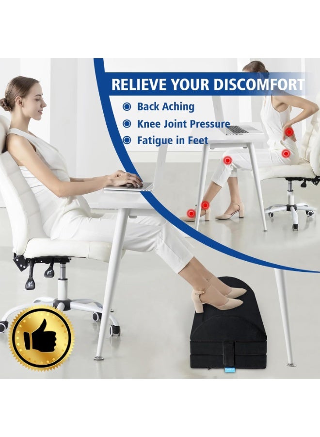 Arabest Foot Rest for Under Desk at Work XXL(20in) with 3 Adjustable Heights，Foot Stool with Supportive Gel Foam, Warmer Feet Pocket Footrest for Office Gaming Chair, for Leg Support -Black - Image 3