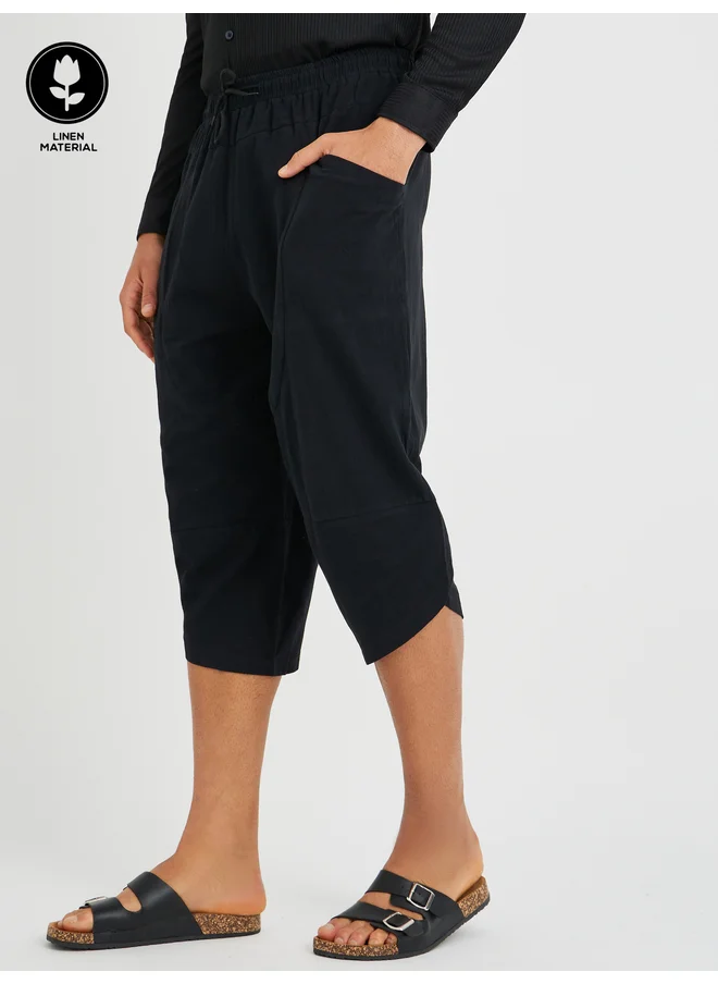 Styli Styli Cotton Linen Woven Pant with Drawstring