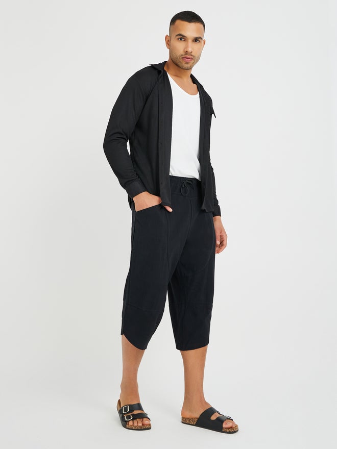 ستايلي بنطلون كتان قطني منسوج برباط - Image 2