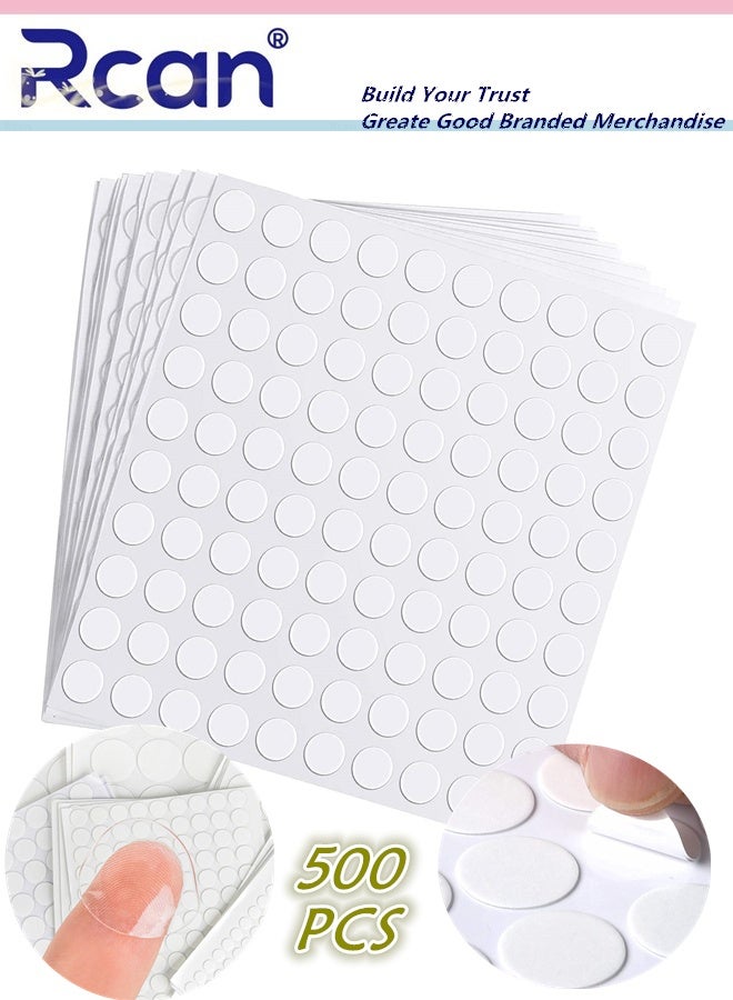 Rcan 500 Pcs Adhesive Dots, Transparent Double-Sided, Clear Removable Stickers, Round Acrylic No Traces Adhesive Sticker for Craft Adhesive Waxing DIY Art Office Supply (0.39 inch/10 mm) - Image 1