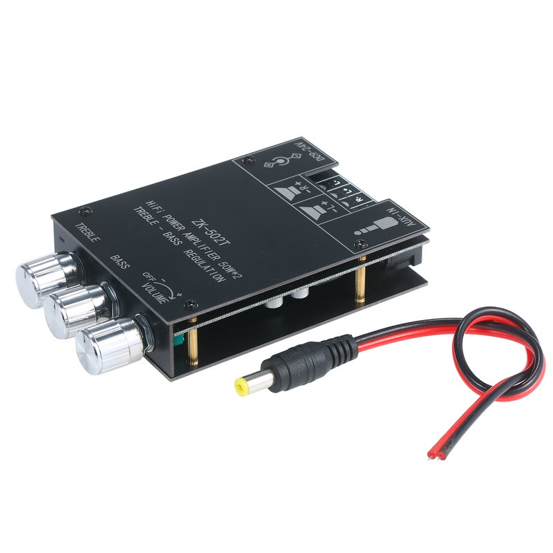 HIFI Power Amplifier Board Module 50Wx2 AUX and BT5.0 Audio Input Stereo Audio Treble Bass Control AMP - Image 1