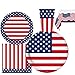 Oojami 4th of July Party Supplies for 30 Patriotic American Flag Plates Cups Napkins Table Covers Disposable Stars and Stripes Set for Independence Day Memorial Veterans BBQ Red White Blue - Image 3