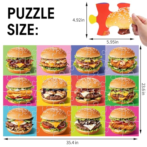 IFLOVE Jumbo Floor Puzzle for Kids48 Piece Hamburger Jigsaw PuzzlesLearning Educational Foods Toys for Toddlers Ages 35Colorful Design Children Easter Gift for Boy Girl Ages 48 - Image 5