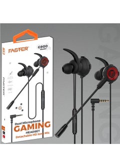 FASTER G900 Dual Gaming Headset With Detachable HD Long Mic black