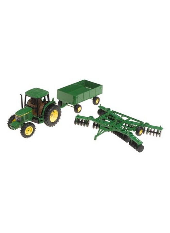 John Deere Deere 6410 Tractor With Barge Wagon And Disk (1:32 Scale) , Green  - Image 2