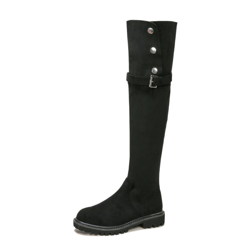 Gomeni Knee Knights Boots Thick Bottom Fleece-Lined Warm Lamb Wool Boots 6258 - Image 1