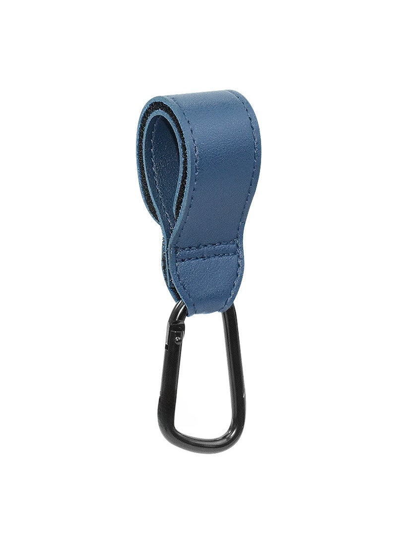 Multifunctional Leather Aluminum Carabiner Hook for Strollers Blue