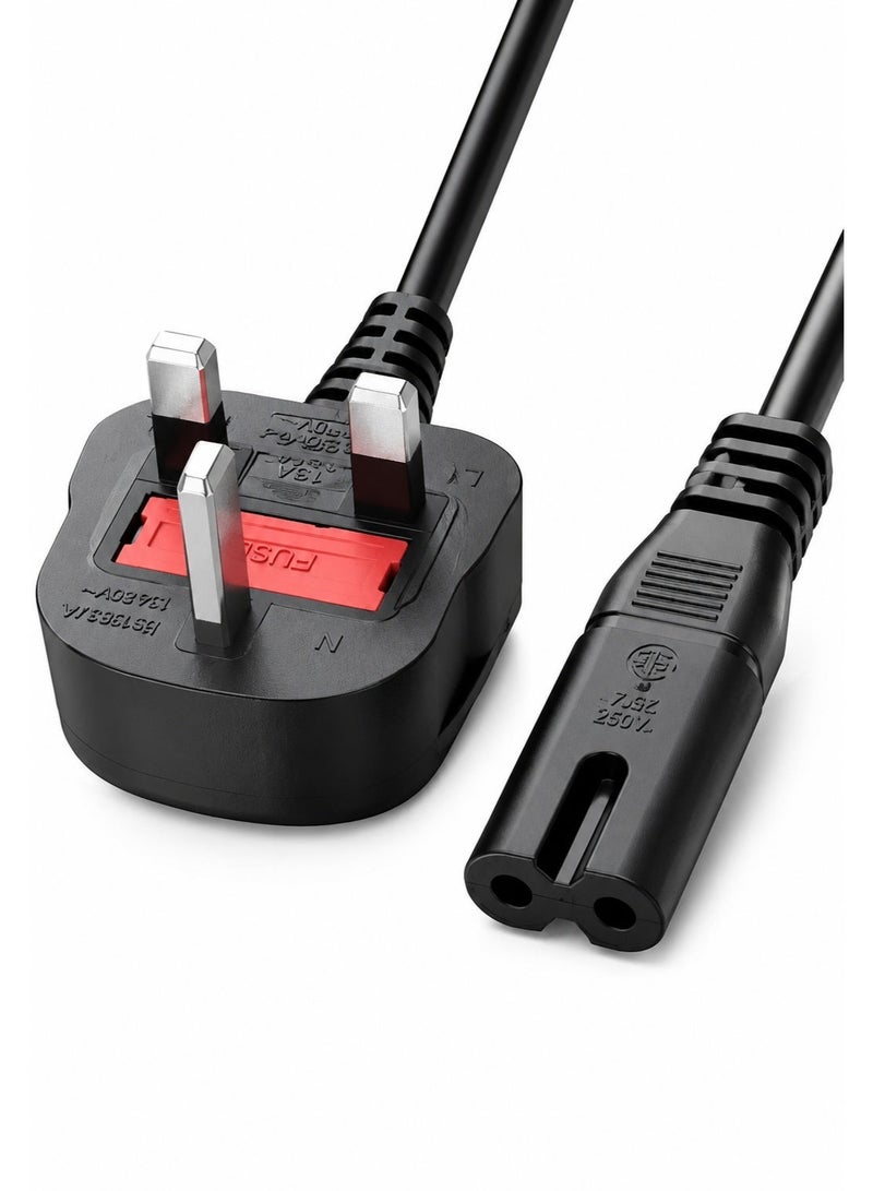برايت كيبل طاقة بريطاني BS1363 بطول 1.5 متر – قابس UK إلى IEC C7 (شكل الرقم 8) – 7.5A / 250V – سلك طاقة بديل للتلفزيون والشاشات وأجهزة الألعاب - Image 2
