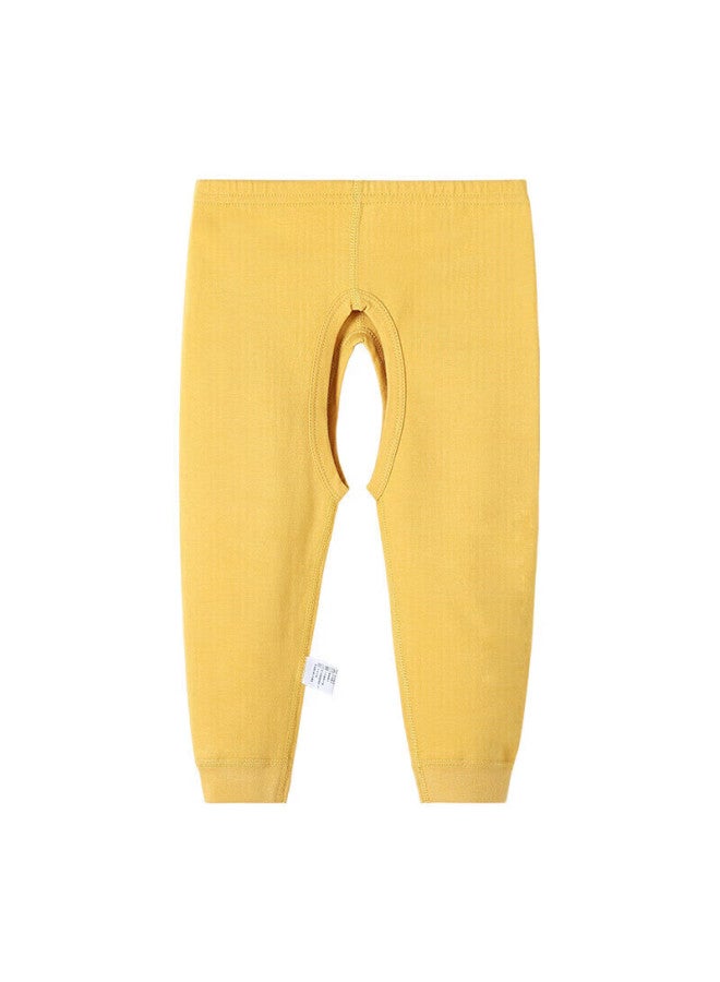 Yuzhaolin Baby Open-crotch Pants, Pure Cotton, Newborn Boys, Infant Children, Autumn Pants, Outdoor Wear, Long Pants, Plain Single Pants, Ginger Yellow