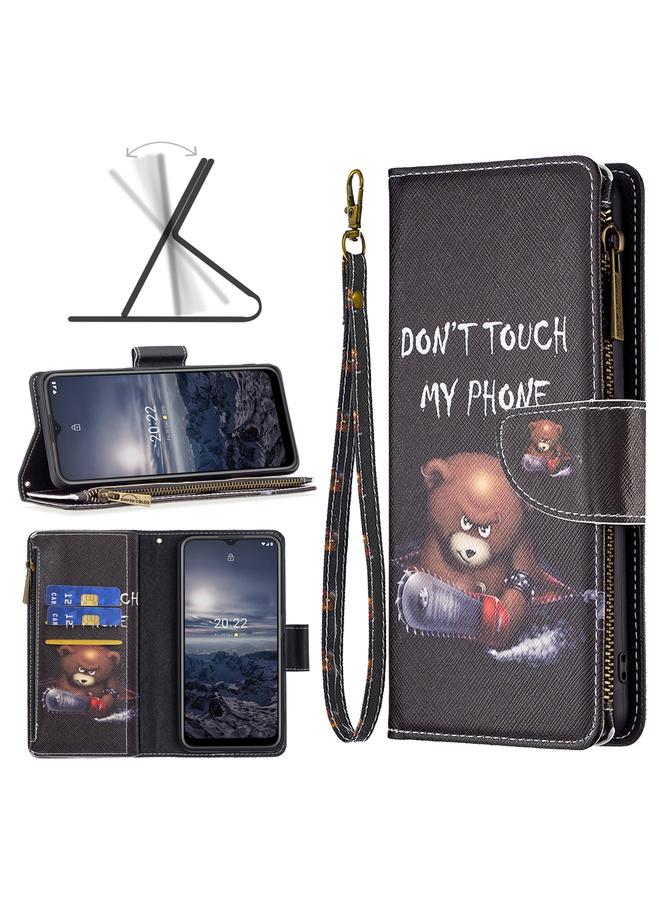 S-TOP Case For Nokia G21 / G11 Colored Drawing Pattern Zipper Leather Phone Case - Image 1
