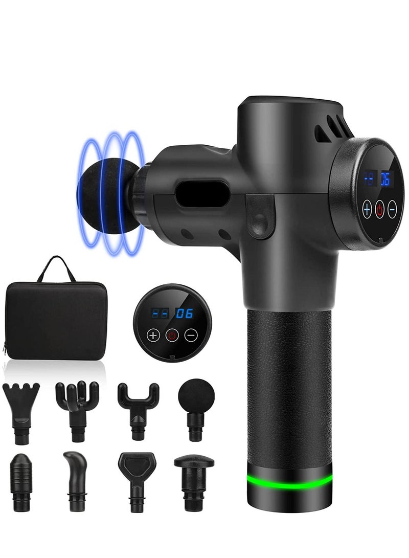 Massage Gun, Deep Tissue Percussion Muscle Massager with 20 Speeds, 8 Heads, LCD Display, Carrying Case, Super Quiet Handheld Electric Body Massager for Muscle Soreness Relief - Image 1