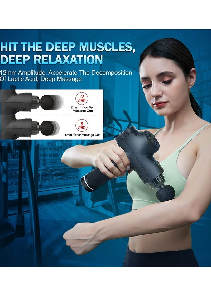 Massage Gun, Deep Tissue Percussion Muscle Massager with 20 Speeds, 8 Heads, LCD Display, Carrying Case, Super Quiet Handheld Electric Body Massager for Muscle Soreness Relief - Image 5