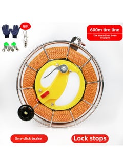 Kite Line Roulette Stainless Steel Kite Roulette Anti-reverse Hand Brake High-grade Large Bearing Hand Grip Wheel Spool Jianpeng-Colour:21cm Guide Eye Handbrake + 4 Strands 600m Tire Cord
