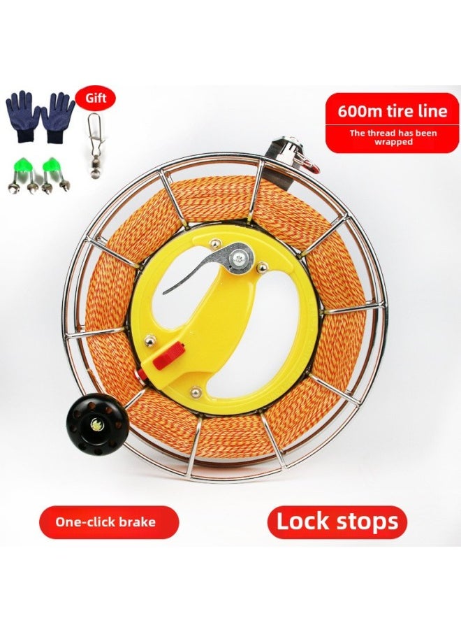 Generic - Kite Line Roulette Stainless Steel Kite Roulette Anti-reverse Hand Brake High-grade Large Bearing Hand Grip Wheel Spool Jianpeng-Colour:21cm Guide Eye Handbrake + 4 Strands 600m Tire Cord - Image 1
