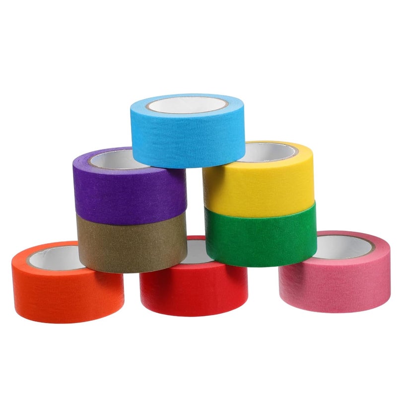 8 Rolls Colored Masking Tape Bright Colors Removable No Residue DIY Craft Labeling - Image 2