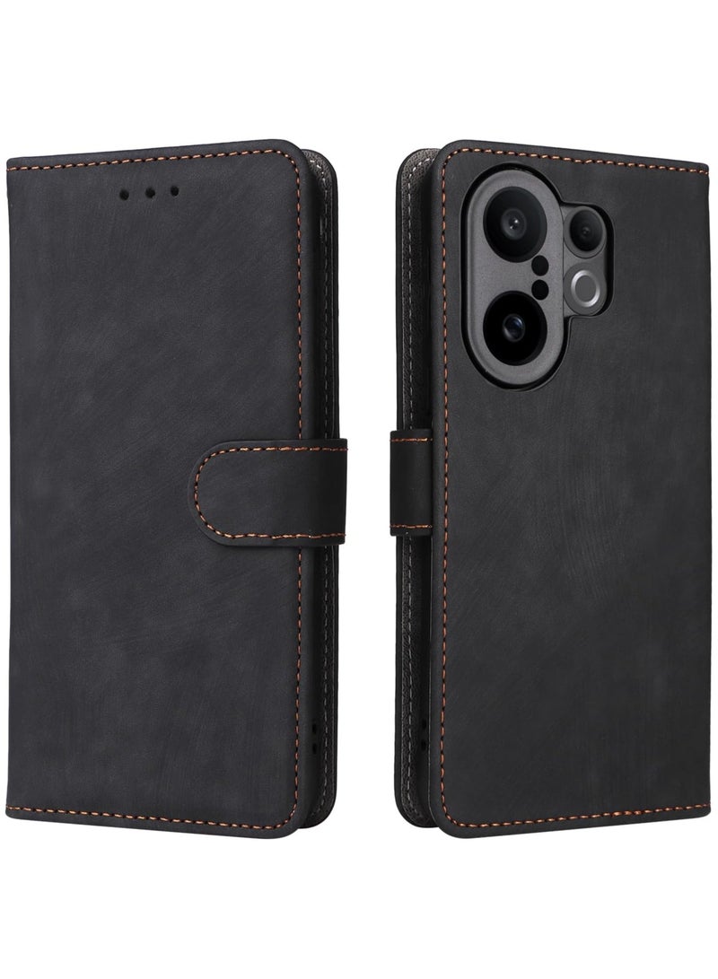 For Vivo X200 FE Flip Cover with Detachable Lanyard, PU Leather Full Body Protection Shockproof Flip Mobile Phone Case, RFID Anti-theft Brush Folio Wallet Case - Image 3