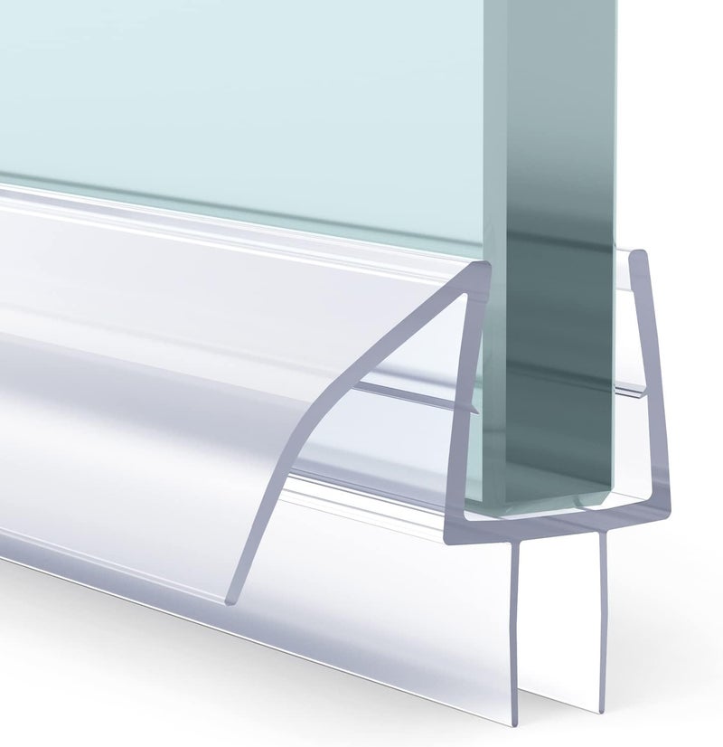 AmazerBath 3 PCS Shower Door Bottom Seal for 3/8 Inch Glass - (15.75 Inches x 3), 3 Section Segmented Shower Installation Kit Frameless Glass Door Seal Strip - Image 1