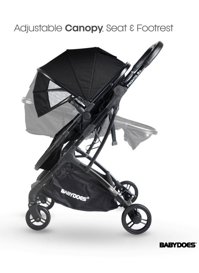 BABYDOES - PRONTO R+ 2 In 1 Reversible Cot Stroller With 5-Point Harness Reversible Seat One-Hand Fold  Sleeping Basket Into Bassinet Cot 0 To 4 Year Dark Grey - Image 1