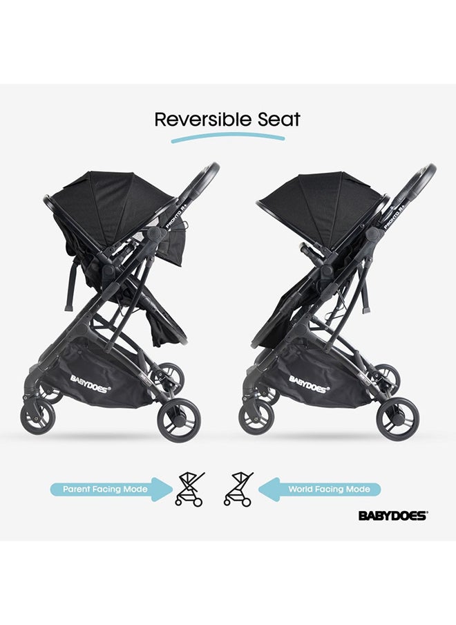 BABYDOES - PRONTO R+ 2 In 1 Reversible Cot Stroller With 5-Point Harness Reversible Seat One-Hand Fold  Sleeping Basket Into Bassinet Cot 0 To 4 Year Dark Grey - Image 1
