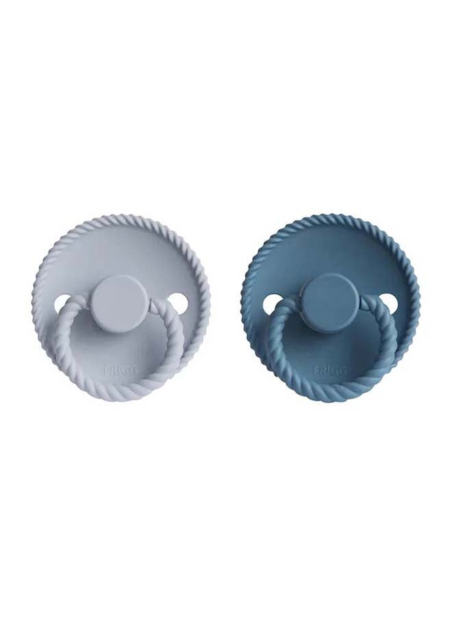 FRIGG Rope Silicone Baby Pacifier 0-6M 2-Pack Ocean View/Powder Blue - Size 1 - Image 1