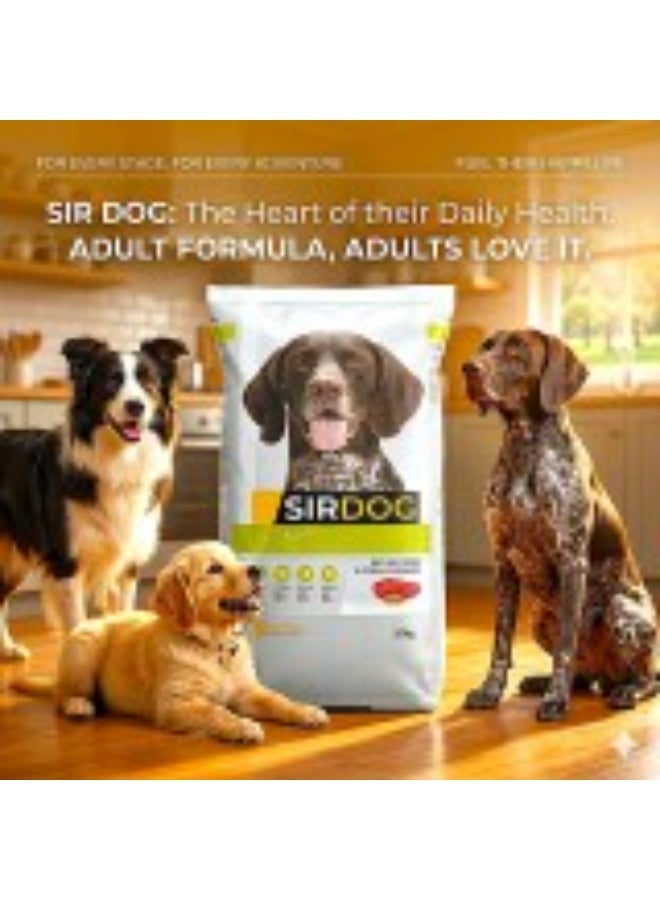 Sir Dog Adult Dry Dog Food 20kg – Complete Balanced Nutrition for Adult Dogs of All Breeds – Rich in Meat & Whole Grains – Supports Strong Muscles, Healthy Skin & Coat – Boosts Immunity, Easy Digestion & Dental Health – Daily Maintenance Food - Image 2