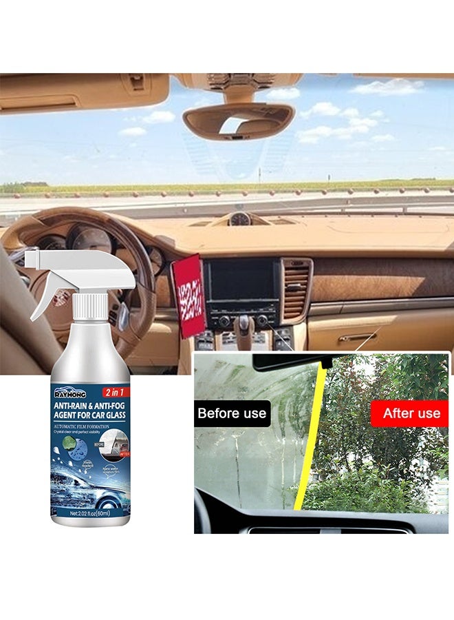 RAYHONG 2 In 1 Anti-Rain & Abti-Fog Agent For Car Glass, Auto Rain Agent Spray, Anti Fog Spray For Car Windshield & Glasses, Long-Lasting Defogger For Swim Goggles, Eyeglasses, Ski Lenses, And Mirrors, Water-Repellent Coating For Clear Vision, 60ml - Image 2