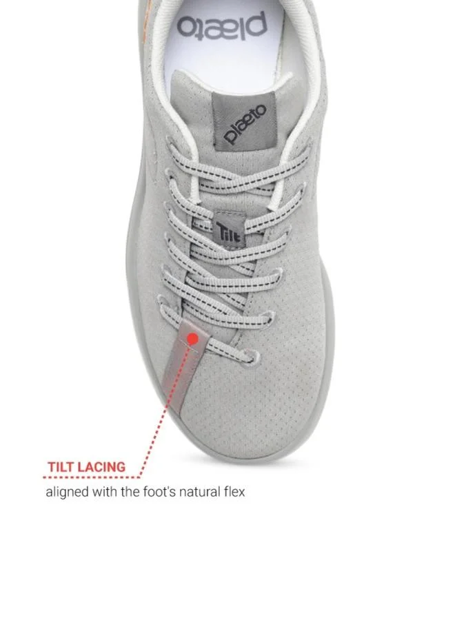 PLAETO Mens Grey Casual Sneakers - Comfortable Everyday Footwear