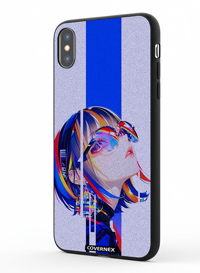 Covernex Apple iPhone Xs Protective Case Cover Printed Featuring Glitch Art Anime Girl Portrait - Image 1