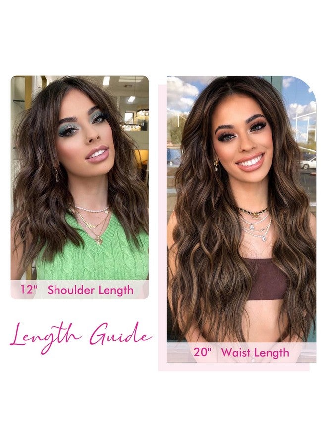 REECHO Invisible Wire Hair Extensions With Thinner Softer Lace Weft Adjustable Size Removable Secure Clips In Wavy Secret Hairpiece 12 Inch (Pack Of 1) Chocolate Brown With Blonde Highlights - Image 4