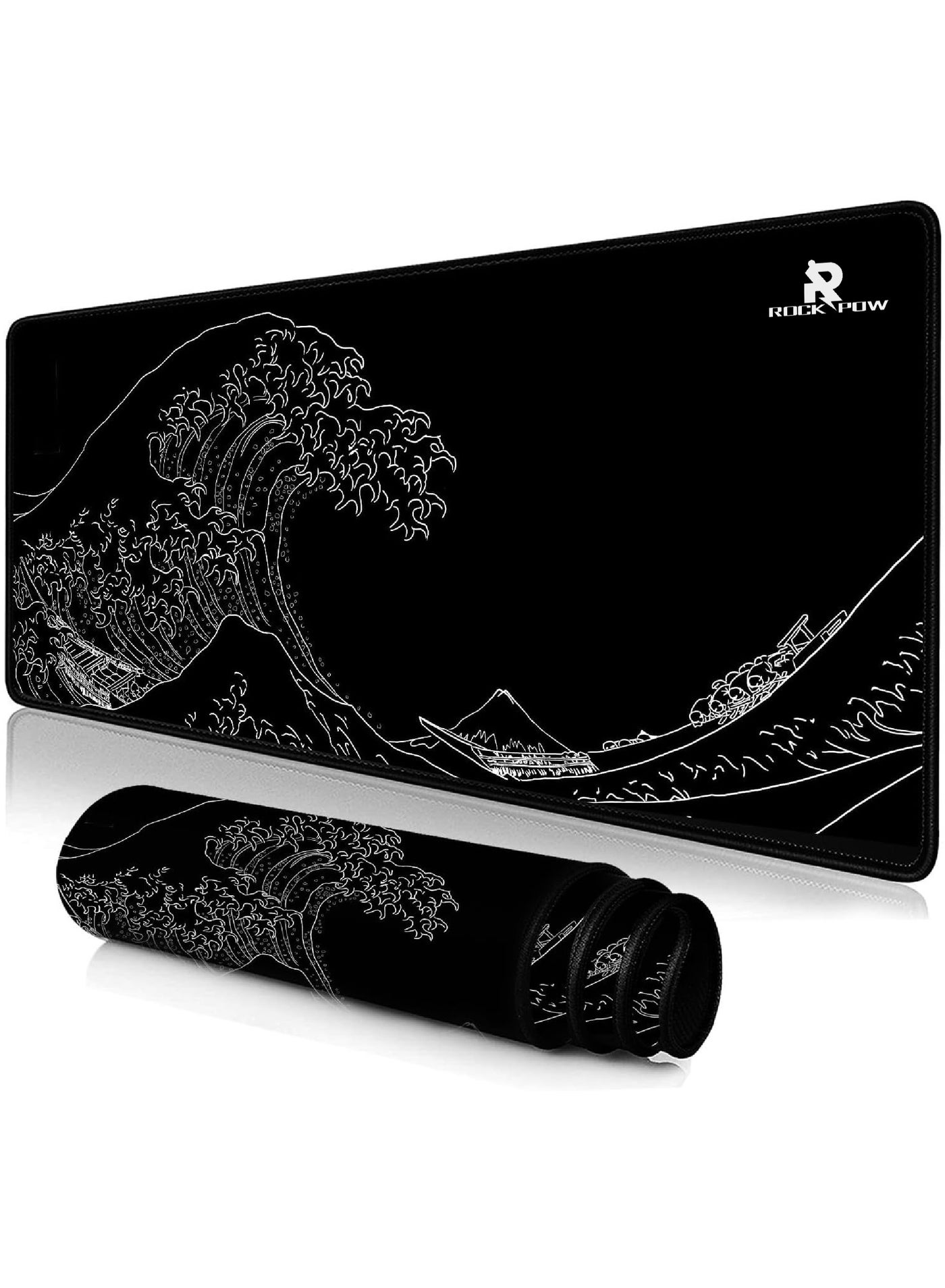 Rock Pow Large Gaming Mouse Pad with Stitched Edges Extended Mousepad Superior Cloth Surface Non-Slip Rubber Base Water Resist 800 * 300 * 3mm