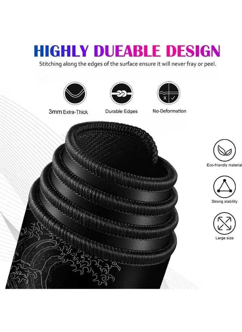 Rock Pow Large Gaming Mouse Pad with Stitched Edges Extended Mousepad Superior Cloth Surface Non-Slip Rubber Base Water Resist 800 * 300 * 3mm  - Image 2