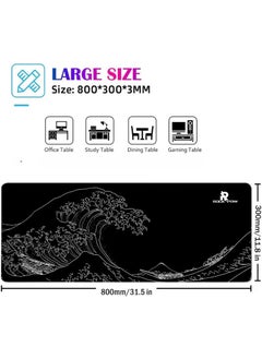 Rock Pow Large Gaming Mouse Pad with Stitched Edges Extended Mousepad Superior Cloth Surface Non-Slip Rubber Base Water Resist 800 * 300 * 3mm  - Image 3