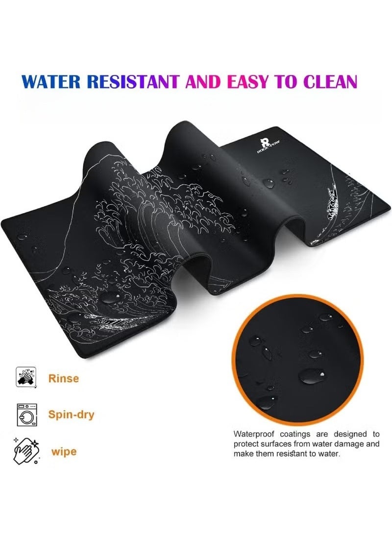 Rock Pow Large Gaming Mouse Pad with Stitched Edges Extended Mousepad Superior Cloth Surface Non-Slip Rubber Base Water Resist 800 * 300 * 3mm  - Image 4