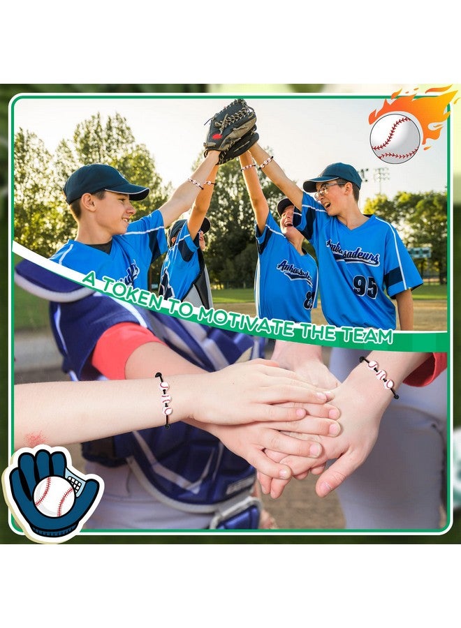 Romooa 32 Pcs Baseball Party Favors Includes 16 Mini Baseball Keychain With Wooden Bat 16 Baseball Charm Bracelets Baseball Beads Bracelet For Baseball Birthday Party Supplies School Team Sports Party Favor - Image 4