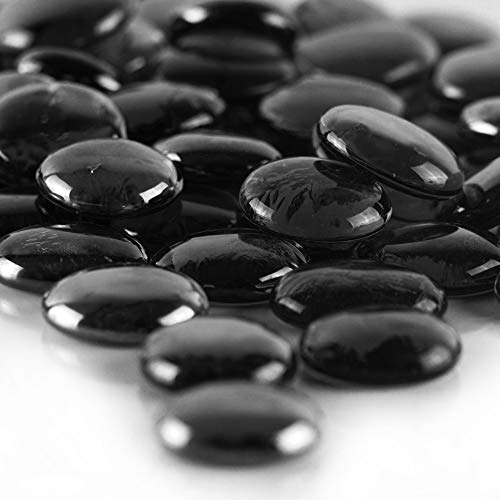CYS EXCEL XLarge 11135 Black Glass Flat Gemstone Vase Fillers 1 LB Multiple Color Choices Marble Beads Aquarium Rocks Floral Supplies Stones Decorative Mosaic Gem Pebbles Approx 2835 PCS