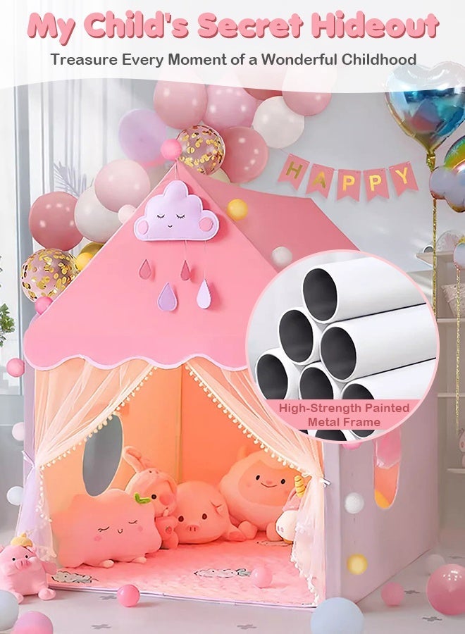 Forthcan Kids Play Tent Playhouse, Foldable & Washable Indoor/Outdoor Tent with Curtains, Window & LED Ball String Lights, Reading Nook Activity Center, Gifts for Boys & Girls Age 3+ - Image 3