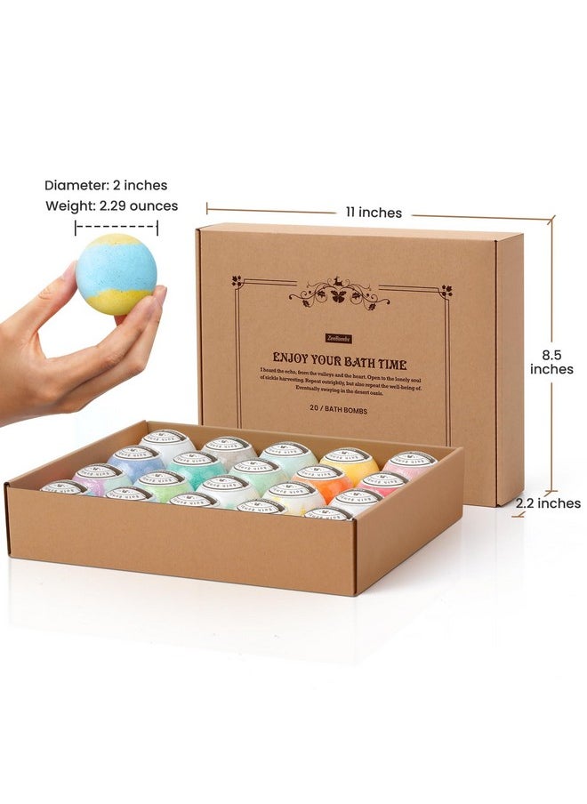 ZenBombs - ZenBombs Bath Bombs Set, 20 pcs Natural Shea Butter & Safe Oil Bath Bomb for Skin Moisturizing, Handmade Bubble Bath & Fizzy, Ideal Presents for Women - Image 1