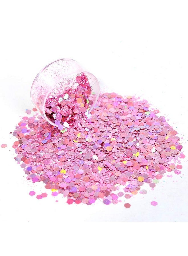 Estanoite Holographic Chunky Glitter Sequins 12 Colors Mixed Laser Cosmetic Glitter For Face Body Eye Hair Nail Art Lip Gloss Festival Glitter Makeup With Different Hexagons Size (Metallic Mix) - Image 3