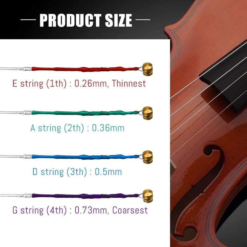TechBlaze Violin String Set, Durable Steel Core Strings with Nickel Winding,(E,A,D,G) Full 4/4 Size, Bright & Balanced Tone for Beginners and Professionals - Image 2