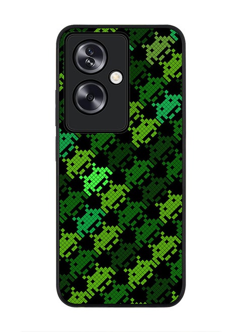 Rugged Black Edge Case for Oppo A79 5G, Slim fit Soft Case Flexible Rubber Edges Anti Drop TPU Gel Thin Cover - Invader Matrix