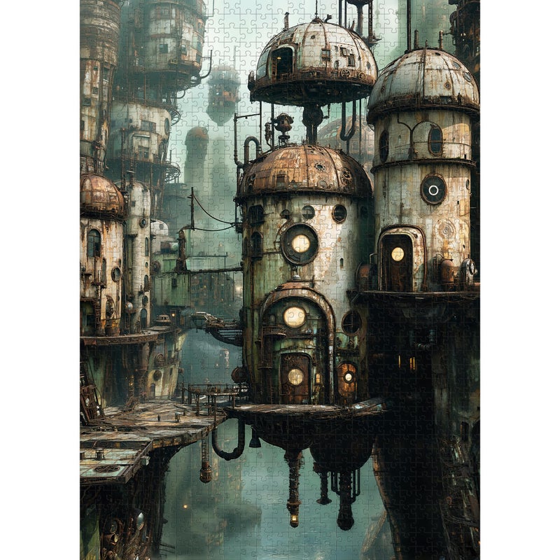 LAMPLIG Puzzles for Adults 1000 Pieces Fantasy Anime Puzzle 1000 Piece in Steampunk City Puzzles Hard Challenging Jigsaw Puzzles with Letter on Back Gifts for Adults Game Nights with 11 Poster - Image 3