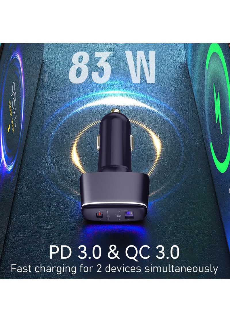 83W Car Charger Supports Fast Charging Black