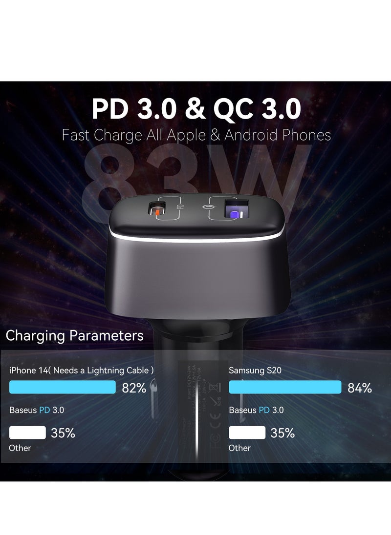 83W Car Charger Supports Fast Charging Black