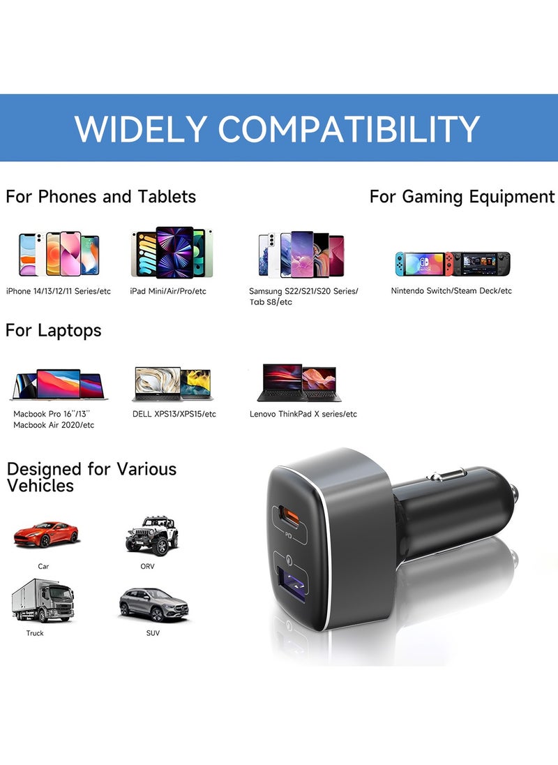 83W Car Charger Supports Fast Charging Black