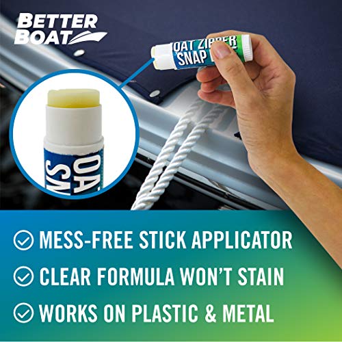Better Boat Zipper Wax Zip Lube - Marine Grade Zipper Lubricant Stick and Tool for Boat Canvas, Bimini Snaps, Metal Zippers, Jackets, Coolers, Vinyl Panels, Wetsuits, Drysuits - No Oil Mess - Image 3