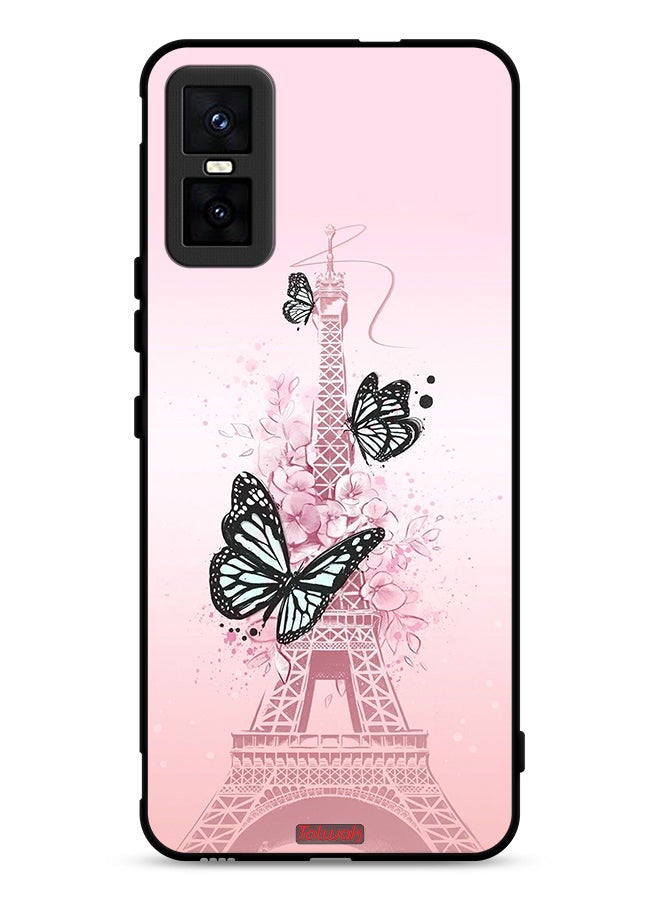 Tolwak Infinix GT 30 Pro Protective Case Cover Butterflies On Eiffel Tower - Image 1