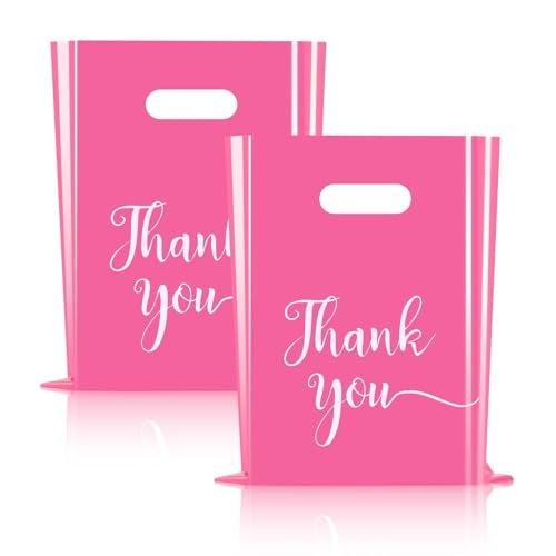 Cupplation Pink Thank You Merchandise Bags Large 9x12 inches,100 Pack, Retail Plastic Shopping Merchandise Gift Bags Tear Resistant Strong Durable Anti Stretch, 100% Recyclable (100) - Image 1